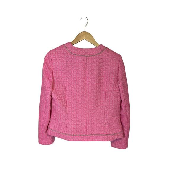 Anne Klein Tweed Pink Blazer Jacket Open Front Long Sleeve Petite Women's 10P - Picture 6 of 10